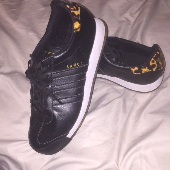 Black with Cheetah Print Adidas Shoes!! - Picture 1 of 1